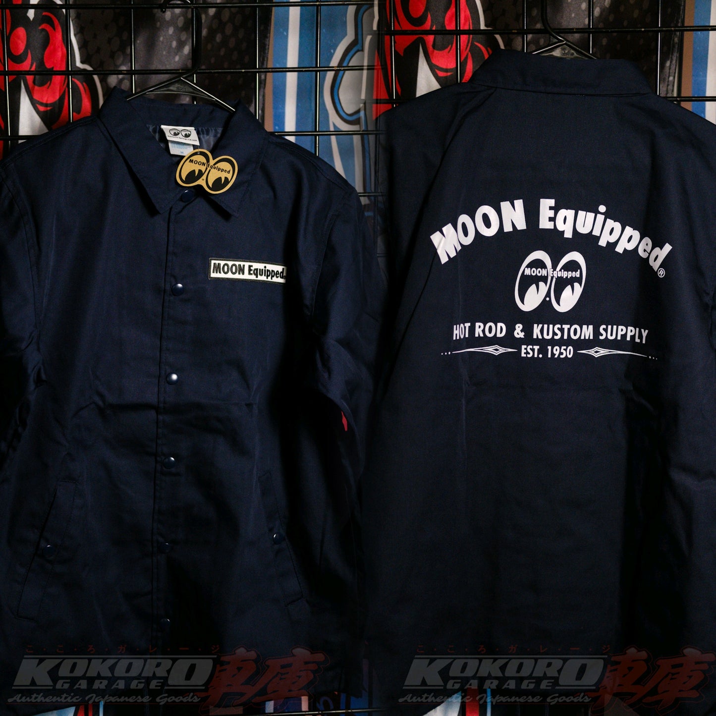 MOONEYES Japan MOON Equipped EST. 1950 Coaches Jacket - Navy